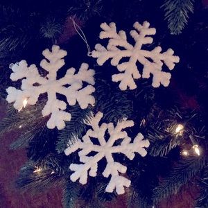 3 cotton snowflakes - tree ornaments